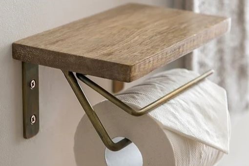 ペーパーホルダー アイアン×マンゴーウッド アンティークゴールド